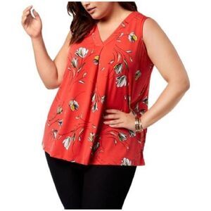 Alfani SZ 0X Woman’s Beautiful Sleeveless Red Floral Blouse